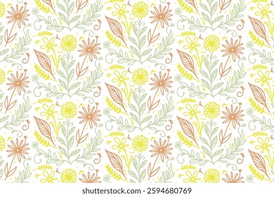 minimalistic continuous floral doodle for wrapping paper fabric print and home decor
