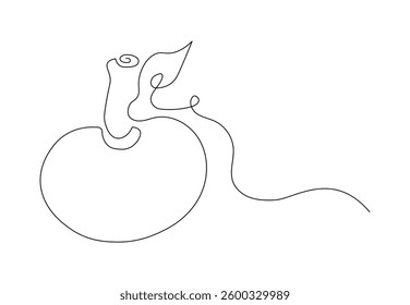 Minimalistic continuous line apple with leaf for the logo in various designs. Apple in one line art style.