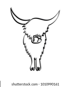 Minimalistic continuous one line drawing of a Highland Cow. Vector asset for logo.