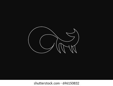 Minimalistic contour fox icon logo