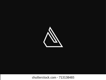 Minimalistic contour triangle icon logo