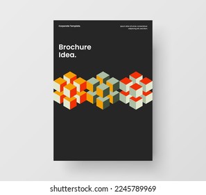 Minimalistic corporate brochure A4 vector design template. Bright geometric pattern banner illustration.