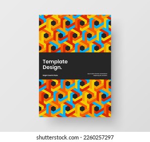 Minimalistic corporate brochure A4 vector design concept. Fresh geometric hexagons handbill illustration.