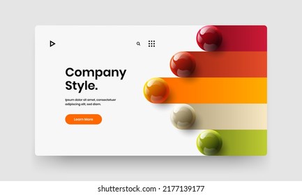 Minimalistic corporate brochure vector design concept. Isolated 3D balls company identity layout.