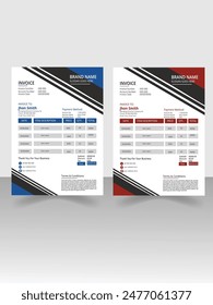 Minimalistic corporate business invoice design template.