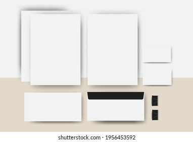 Minimalistic corporate identity template set. Business stationery mock-up with logo template. Set of envelope, card, etc. Vector illustration
