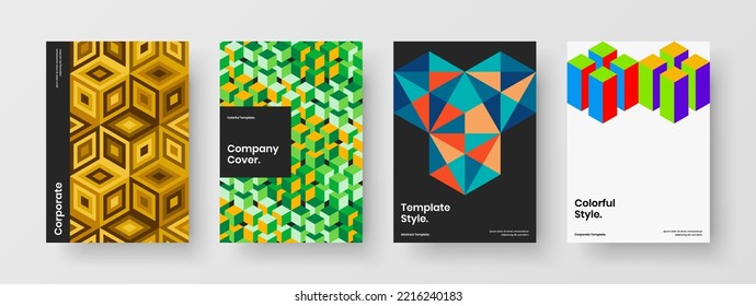 Minimalistic corporate identity vector design concept collection. Amazing geometric shapes flyer template set.