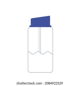 Minimalistic cosmetic jar with lines on a white background.