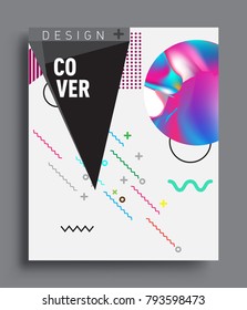 Minimalistic Cover design, creative concept Abstract geometric design, Memphis pattern and colorful background. Applicable for placards, brochures, posters, covers and banners.