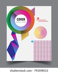 Minimalistic Cover design, creative concept Abstract geometric design, Memphis pattern and colorful background. Applicable for placards, brochures, posters, covers and banners.