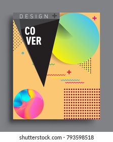 Minimalistic Cover design, creative concept Abstract geometric design, Memphis pattern and colorful background. Applicable for placards, brochures, posters, covers and banners.