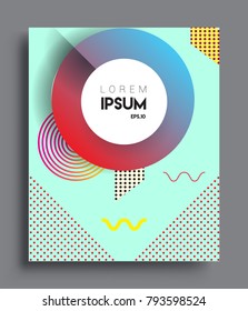 Minimalistic Cover design, creative concept Abstract geometric design, Memphis pattern and colorful background. Applicable for placards, brochures, posters, covers and banners.