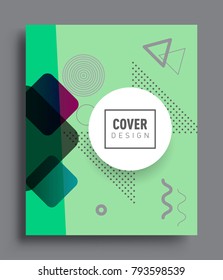 Minimalistic Cover design, creative concept Abstract geometric design, Memphis pattern and colorful background. Applicable for placards, brochures, posters, covers and banners.