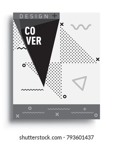 Minimalistic Cover design, creative concept Abstract geometric design, Memphis pattern and colorful background. Applicable for placards, brochures, posters, covers and banners.