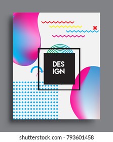 Minimalistic Cover design, creative concept Abstract geometric design, Memphis pattern and colorful background. Applicable for placards, brochures, posters, covers and banners.