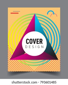 Minimalistic Cover design, creative concept Abstract geometric design, Memphis pattern and colorful background. Applicable for placards, brochures, posters, covers and banners.