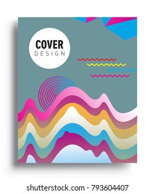 Minimalistic Cover design, creative concept Abstract geometric design, Memphis pattern and colorful background. Applicable for placards, brochures, posters, covers and banners.