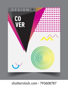 Minimalistic Cover design, creative concept Abstract geometric design, Memphis pattern and colorful background. Applicable for placards, brochures, posters, covers and banners.