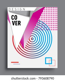 Minimalistic Cover design, creative concept Abstract geometric design, Memphis pattern and colorful background. Applicable for placards, brochures, posters, covers and banners.