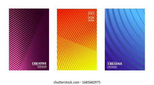 Minimalistic cover design in geometric gradient design. Vector halftone gradient lines. frame for text modern art graphic. design of business cards, invitations, gift cards, flyers, brochures