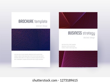 Minimalistic cover design template set. Violet abstract lines on dark background. Excellent cover design. Exquisite catalog, poster, book template etc.