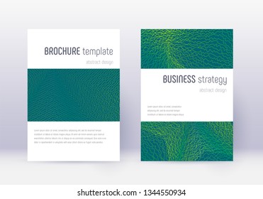 Minimalistic cover design template set. Green abstract lines on dark background. Enchanting cover design. Bewitching catalog, poster, book template etc.