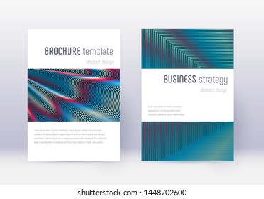 Minimalistic cover design template set. Red abstract lines on white blue background. Energetic cover design. Vibrant catalog, poster, book template etc.