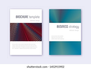 Minimalistic cover design template set. Red white blue abstract lines on dark background. Excellent cover design. Decent catalog, poster, book template etc.