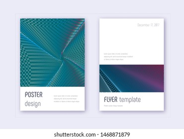 Minimalistic cover design template set. Red white blue abstract lines on dark background. Eminent cover design. Magnificent catalog, poster, book template etc.