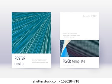 Minimalistic cover design template set. Red abstract lines on white blue background. Eminent cover design. Incredible catalog, poster, book template etc.