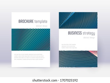 Minimalistic cover design template set. Red abstract lines on white blue background. Energetic cover design. Unique catalog, poster, book template etc.