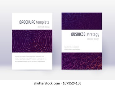 Conjunto de plantillas de diseño de portada minimalista. Líneas abstractas violetas sobre fondo oscuro. Excelente diseño de portada. Magnífico catálogo, afiche, plantilla de libro, etc.