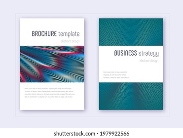 Minimalistische Cover Design Template Set. Abstrakte, rote, blaue Linien auf dunklem Hintergrund. Hervorragendes Cover-Design. Bewitching Katalog, Poster, Buchvorlage etc.