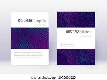 Minimalistic cover design template set. Neon abstract lines on dark blue background. Enchanting cover design. Marvelous catalog, poster, book template etc.