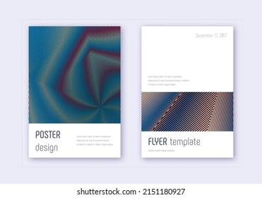 Conjunto de plantillas de diseño de portada minimalista. Líneas abstractas de color azul rojo sobre fondo oscuro. Eminente diseño de portada. Poderoso catálogo, afiche, plantilla de libro, etc.
