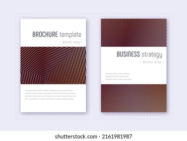 Conjunto de plantillas de diseño de portada minimalista. Líneas abstractas de oro sobre fondo marrón. Diseño de la cubierta emocional. Catálogo radiante, afiche, plantilla de libro, etc.