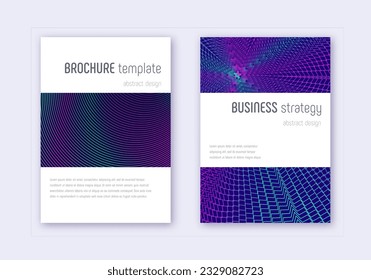 Minimalistic cover design template set. Neon abstract lines on dark blue background. Enchanting cover design. Overwhelming catalog, poster, book template etc.