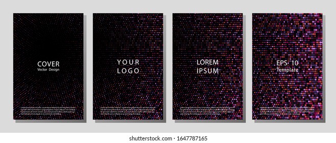 Minimalistic cover design templates. Abstract geometric background with connected lines and dots. Line halftone gradient effect, flat modern abstract design.