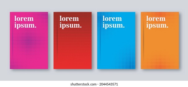 Minimalistic cover design templates. Dot halftone gradient effect, flat modern abstract design.