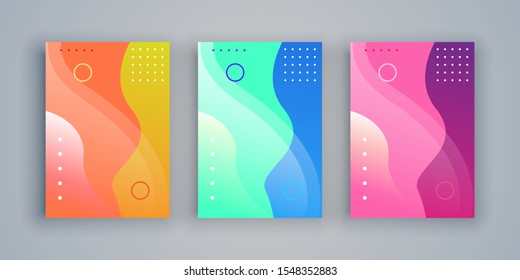 Minimalistic cover design templates. Layout set for covers of books, albums, notebooks, reports, magazines. Star, dot halftone gradient effect, flat modern abstract design Geometric mock-up texture