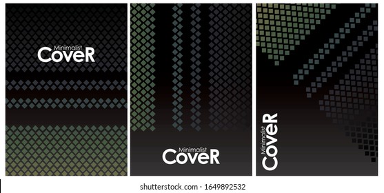 Minimalistic cover design templates. Layout set for covers of books, albums, notebooks, reports, magazines. Star, dot halftone gradient effect, flat modern abstract design Geometric mock-up texture.