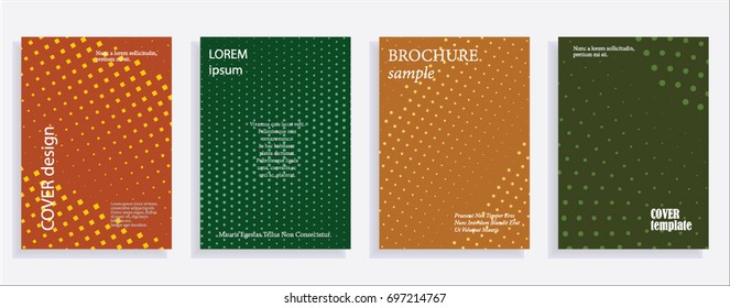 Minimalistic cover design templates. Layout set for covers of books, albums, notebooks, reports, magazines. Star, dot halftone gradient effect, flat modern abstract design Geometric mock-up texture