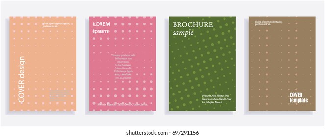 Minimalistic cover design templates. Layout set for covers of books, albums, notebooks, reports, magazines. Star, dot halftone gradient effect, flat modern abstract design Geometric mock-up texture