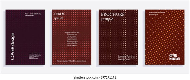 Minimalistic cover design templates. Layout set for covers of books, albums, notebooks, reports, magazines. Star, dot halftone gradient effect, flat modern abstract design Geometric mock-up texture