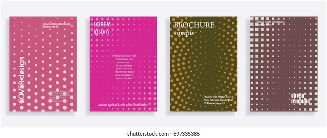 Minimalistic cover design templates. Layout set for covers of books, albums, notebooks, reports, magazines. Star, dot halftone gradient effect, flat modern abstract design Geometric mock-up texture