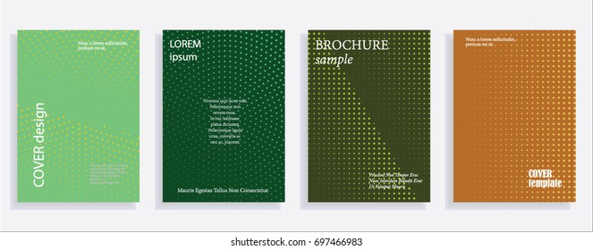 Minimalistic cover design templates. Layout set for covers of books, albums, notebooks, reports, magazines. Star, dot halftone gradient effect, flat modern abstract design Geometric mock-up texture