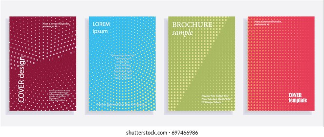 Minimalistic cover design templates. Layout set for covers of books, albums, notebooks, reports, magazines. Star, dot halftone gradient effect, flat modern abstract design Geometric mock-up texture