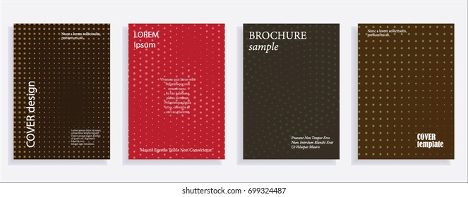 Minimalistic cover design templates. Layout set for covers of books, albums, notebooks, reports, magazines. Star, dot halftone gradient effect, flat modern abstract design Geometric mock-up texture