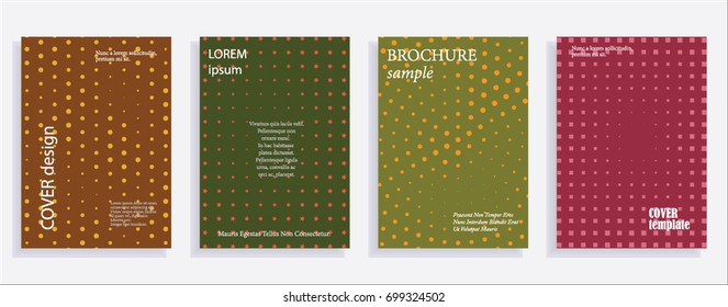 Minimalistic cover design templates. Layout set for covers of books, albums, notebooks, reports, magazines. Star, dot halftone gradient effect, flat modern abstract design Geometric mock-up texture