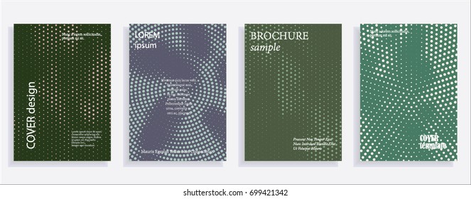 Minimalistic cover design templates. Layout set for covers of books, albums, notebooks, reports, magazines. Star, dot halftone gradient effect, flat modern abstract design Geometric mock-up texture
